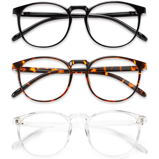 Przene vista frontal del pack de tres gafas mostrando colores y diseño cómodo
