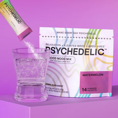 Psychedelic Water vaso con bebida sabor sandía, alternativa sin alcohol refrescante