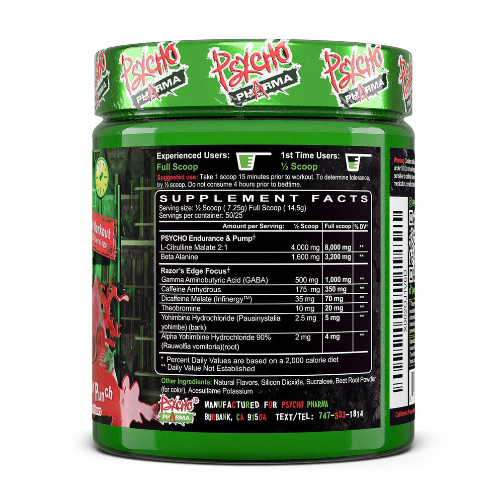 Psycho Pharma varios sabores alineados para elegir preferencia