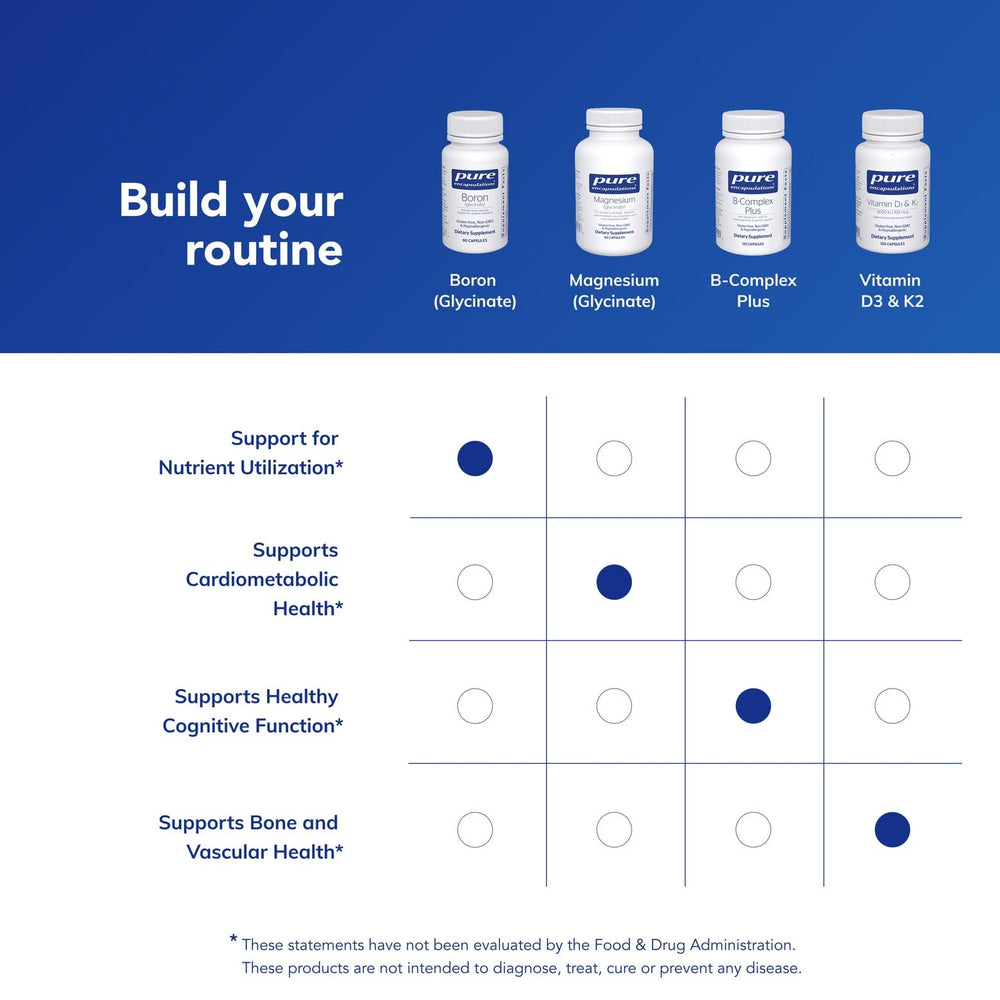 Pure Encapsulations suplemento junto a un vaso de agua en una rutina matinal saludable