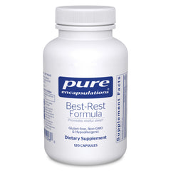Pure Encapsulations botella frente mostrando envase y 120 cápsulas, beneficio claridad de información