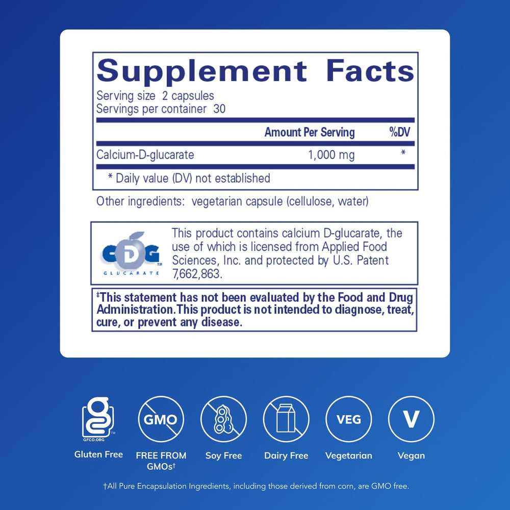 Pure Encapsulations etiqueta trasera con información de ingredientes y uso claro