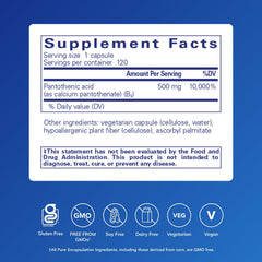 Pure Encapsulations cápsula en mano que ilustra tamaño fácil de tragar y dosificación práctica