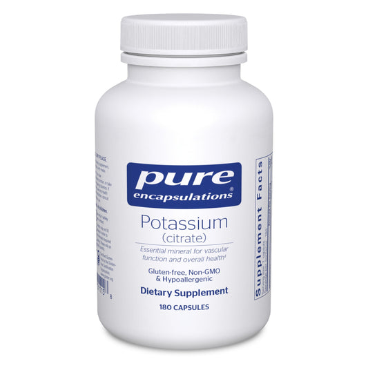 Pure Encapsulations envase frontal mostrando 180 cápsulas y claridad de marca