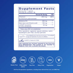 Pure Encapsulations etiqueta con ingredientes y pureza para confianza