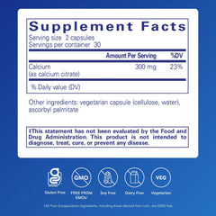 Pure Encapsulations etiqueta informativa con ingredientes y pureza