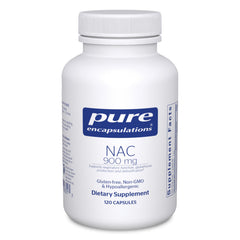 Pure Encapsulations frasco frontal mostrando 120 cápsulas y beneficio de pureza