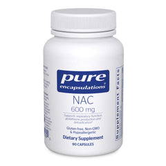 Pure Encapsulations frasco frontal que muestra 90 cápsulas y marca clara