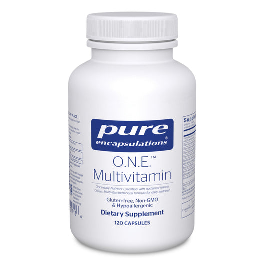 Pure Encapsulations envase frontal mostrando la marca y beneficio diario