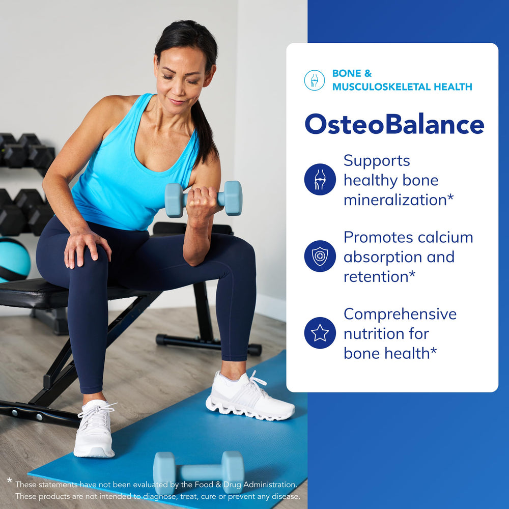Ingredientes en polvo y minerales usados en OsteoBalance por Pure Encapsulations, visual informativa