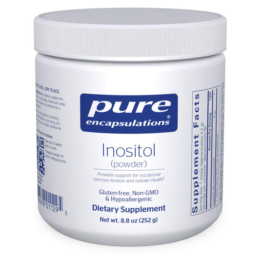 Pure Encapsulations frasco del producto mostrando etiqueta y pureza