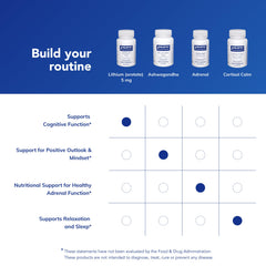 Pure Encapsulations frasco en escritorio junto a cuaderno, beneficio: integración en rutina diaria