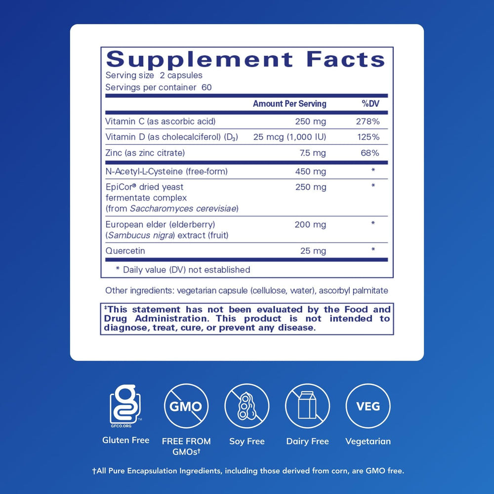 Pure Encapsulations PureDefense cápsulas en primer plano mostrando textura y tamaño útil