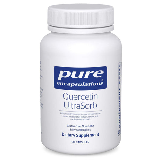 Pure Encapsulations frasco frontal mostrando cápsulas y diseño, transmite confianza en calidad