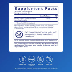 Close-up de cápsula blanda de Ubiquinol-QH de Pure Encapsulations, beneficio fácil ingestión