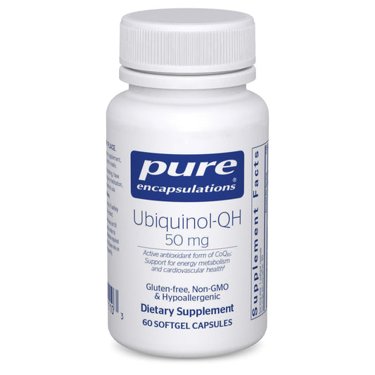 Pure Encapsulations frasco frontal mostrando cápsulas y marca, beneficio claridad de etiquetado