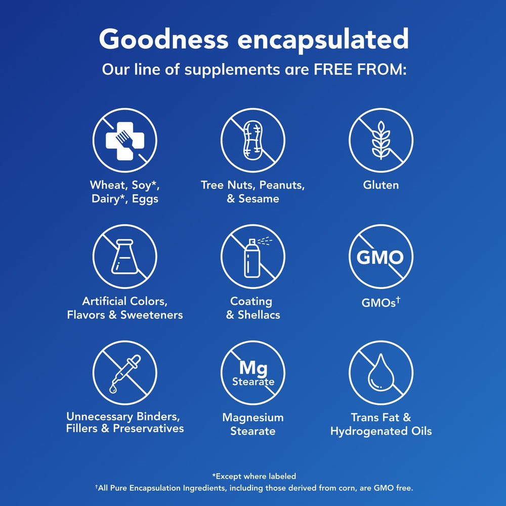 Pure Encapsulations sobre en mano durante viaje, portabilidad y practicidad