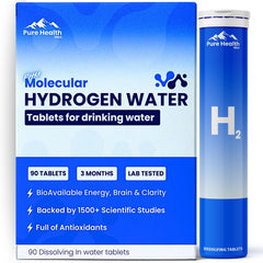 PURE HEALTH MAX frasco frontal mostrando 90 tabletas, beneficio conveniencia diaria