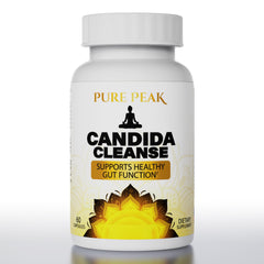 Pure Peak envase frontal mostrando etiquetas claras y beneficios para equilibrio intestinal