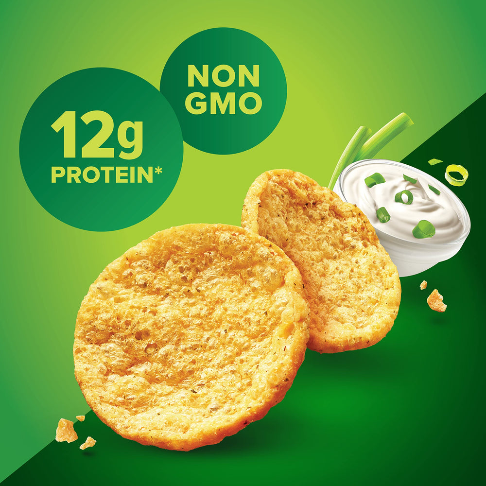 Pure Protein bolsa abierta con crisps crujientes que proporcionan proteína práctica