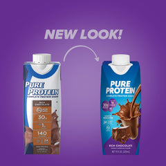Pure Protein detalle de etiqueta con información de proteína y vitaminas