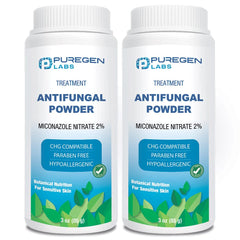 Puregen Labs frente del empaque mostrando uso antifúngico y alivio rápido