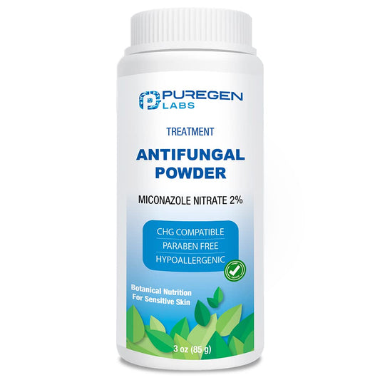 P Puregen Labs envase frontal mostrando el producto y beneficio de alivio