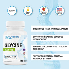 Cápsulas vegetarianas de glicina de Puregen Labs para uso diario