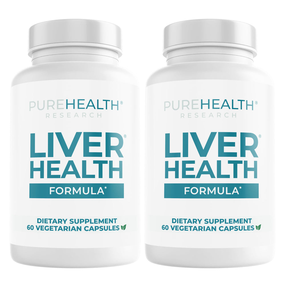PUREHEALTH RESEARCH envase frontal mostrando fórmula hepática y beneficios