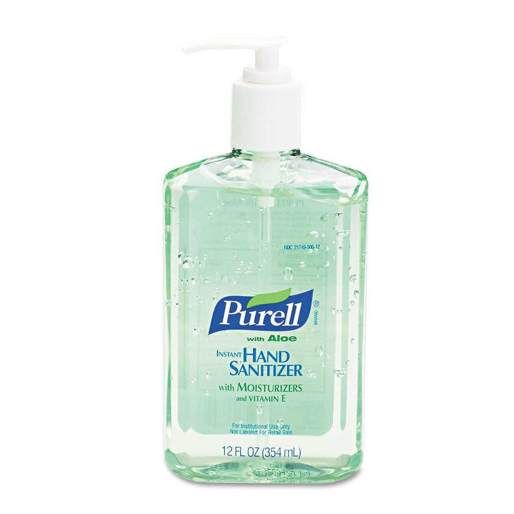 PURELL botella frontal 12 oz mostrando diseño y uso rápido