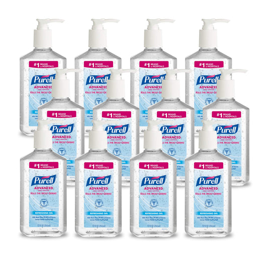 PURELL botella frontal con bomba mostrando diseño y fácil dispensado