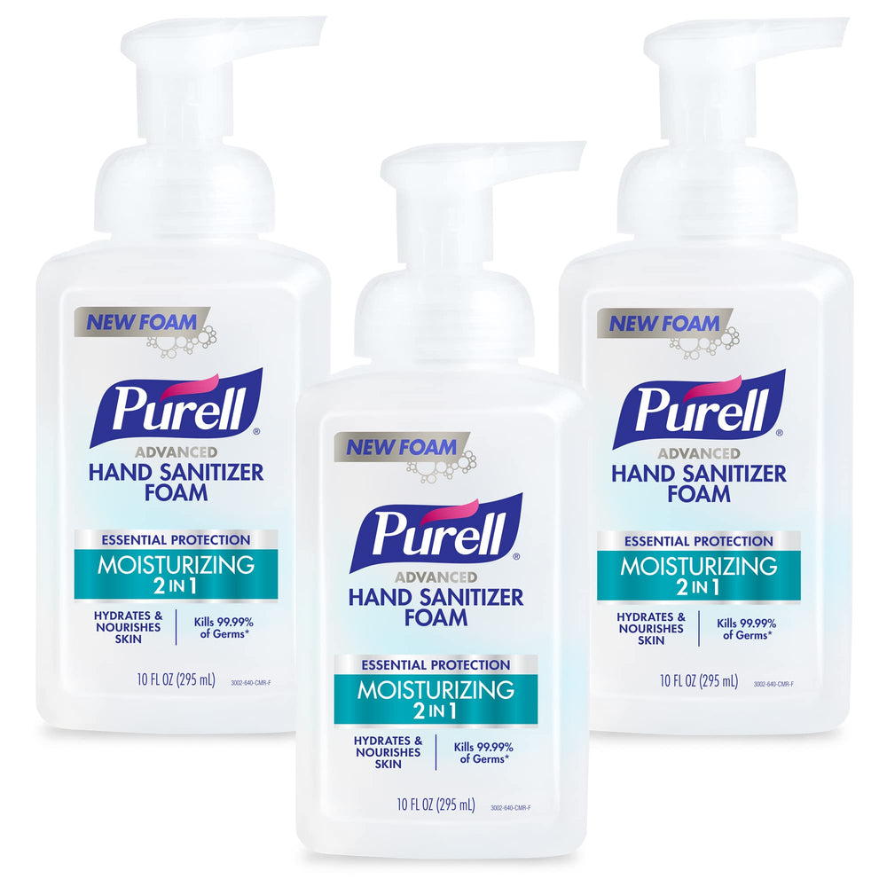Purell envase con bomba 10 oz al frente, práctico para dispensado rápido
