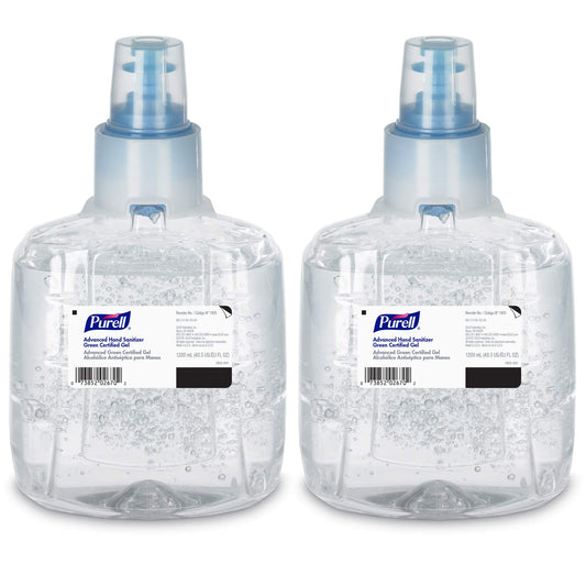 Purell envase frontal del recambio LTX mostrando capacidad y diseño, mejora la reposición