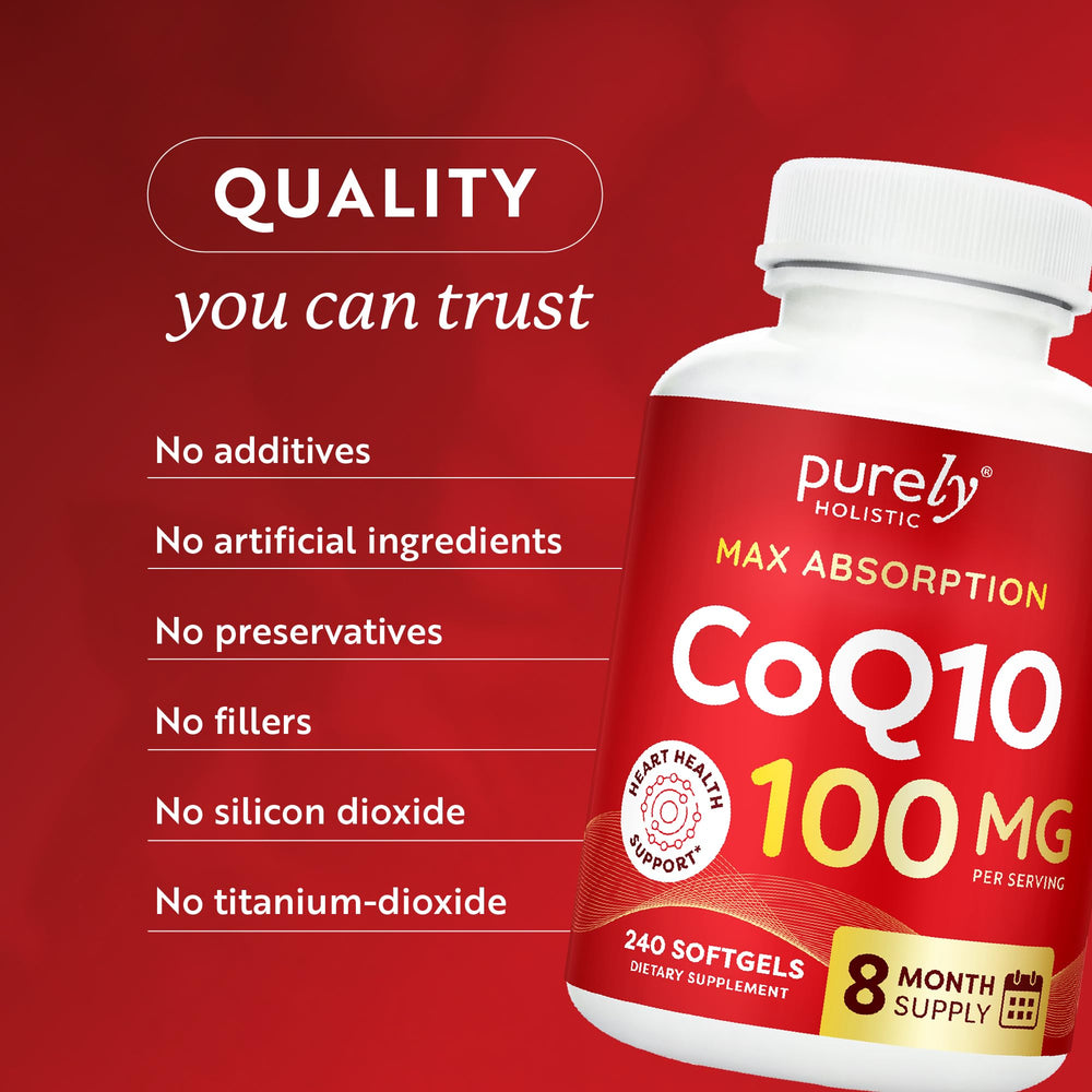 Purely Holistic frasco abierto con cápsulas mostrando cantidad para 8 meses
