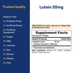 Puritan's Pride etiqueta nutricional Lutigold con información clara y confianza