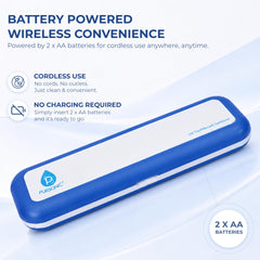 Pursonic detalle de botones y etiqueta que facilita manejo y duración de batería