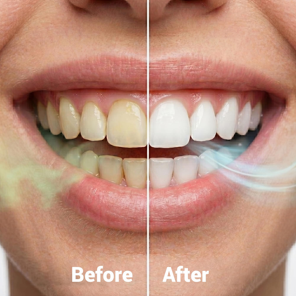 Puur Smile frasco abierto con pastillas visibles, suministro mensual claro