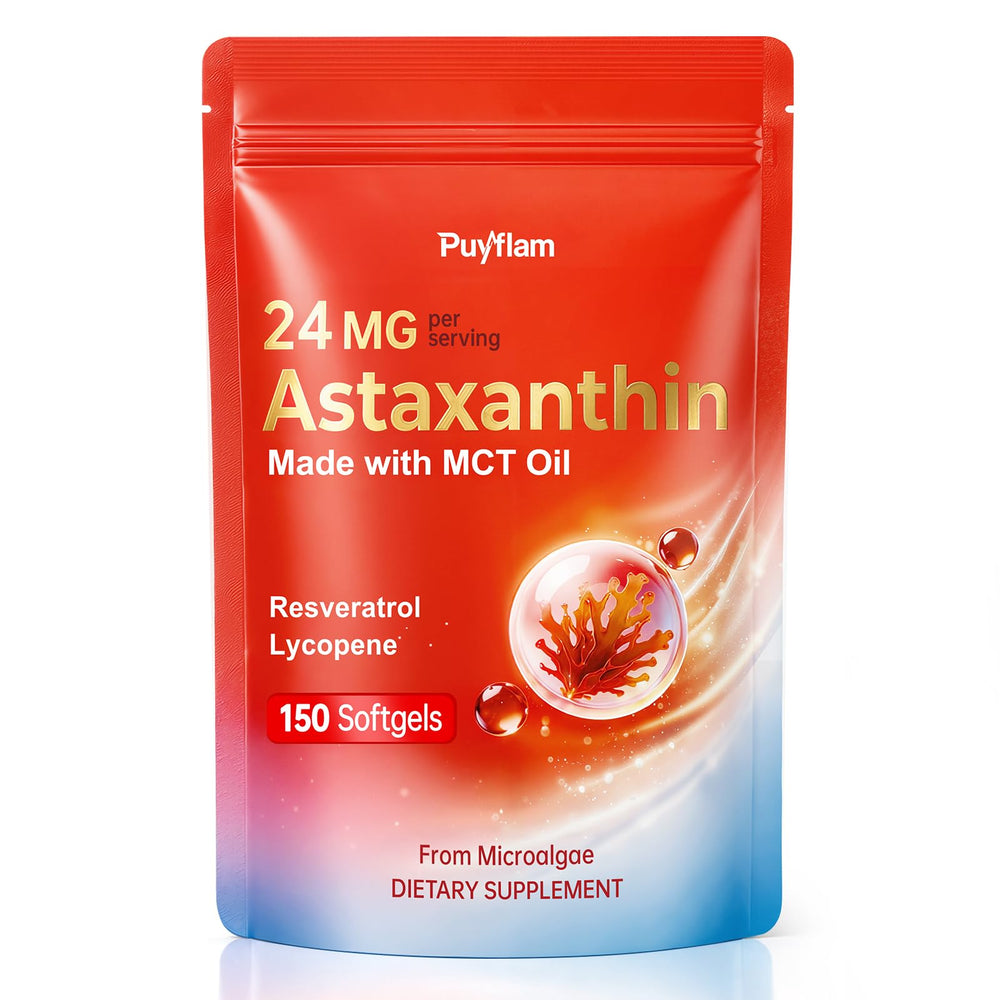 Puyflam envase frontal mostrando 150 softgels y beneficios visibles