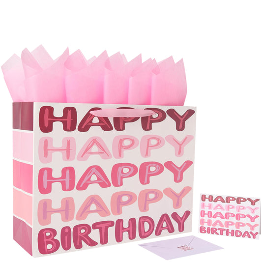Qirrmiy bolsa frontal con diseño HAPPY rosa para presentación elegante