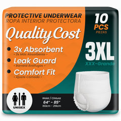 QUALITYCOST paquete frontal mostrando 10 unidades y beneficio de almacenamiento práctico