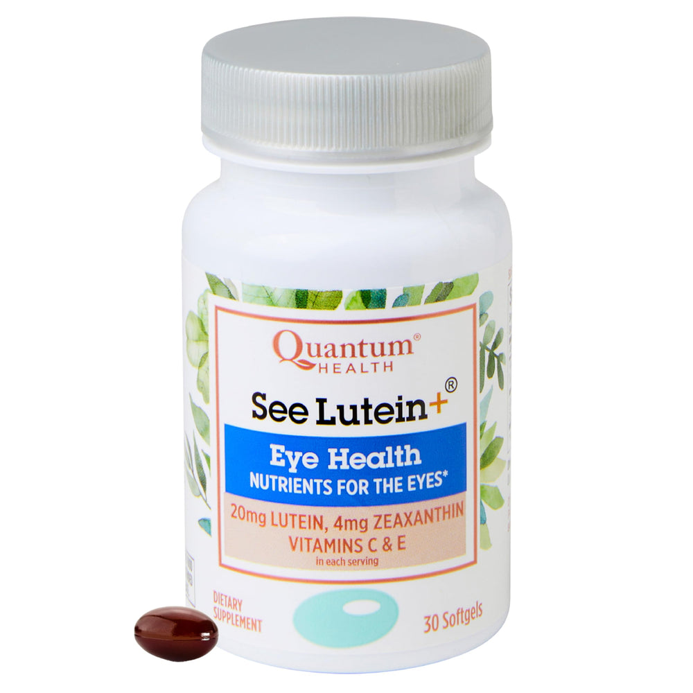 Quantum See Lutein+ en botella, soporte para la salud ocular diaria.