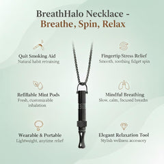 Quany Life BreathHalo detalle del anillo giratorio para alivio táctil