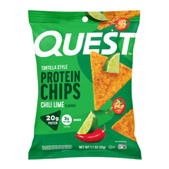 Quest empaque frontal mostrando caja de 12 unidades y beneficio proteína alta
