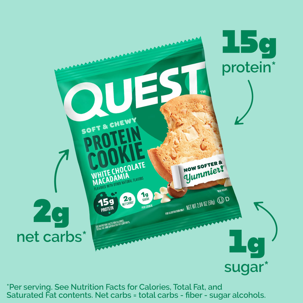 Quest detalle de textura y trozos de macadamia que aporta contraste crujiente
