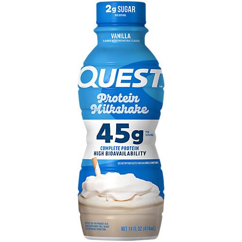 Quest cierre y etiqueta legible mostrando información nutricional