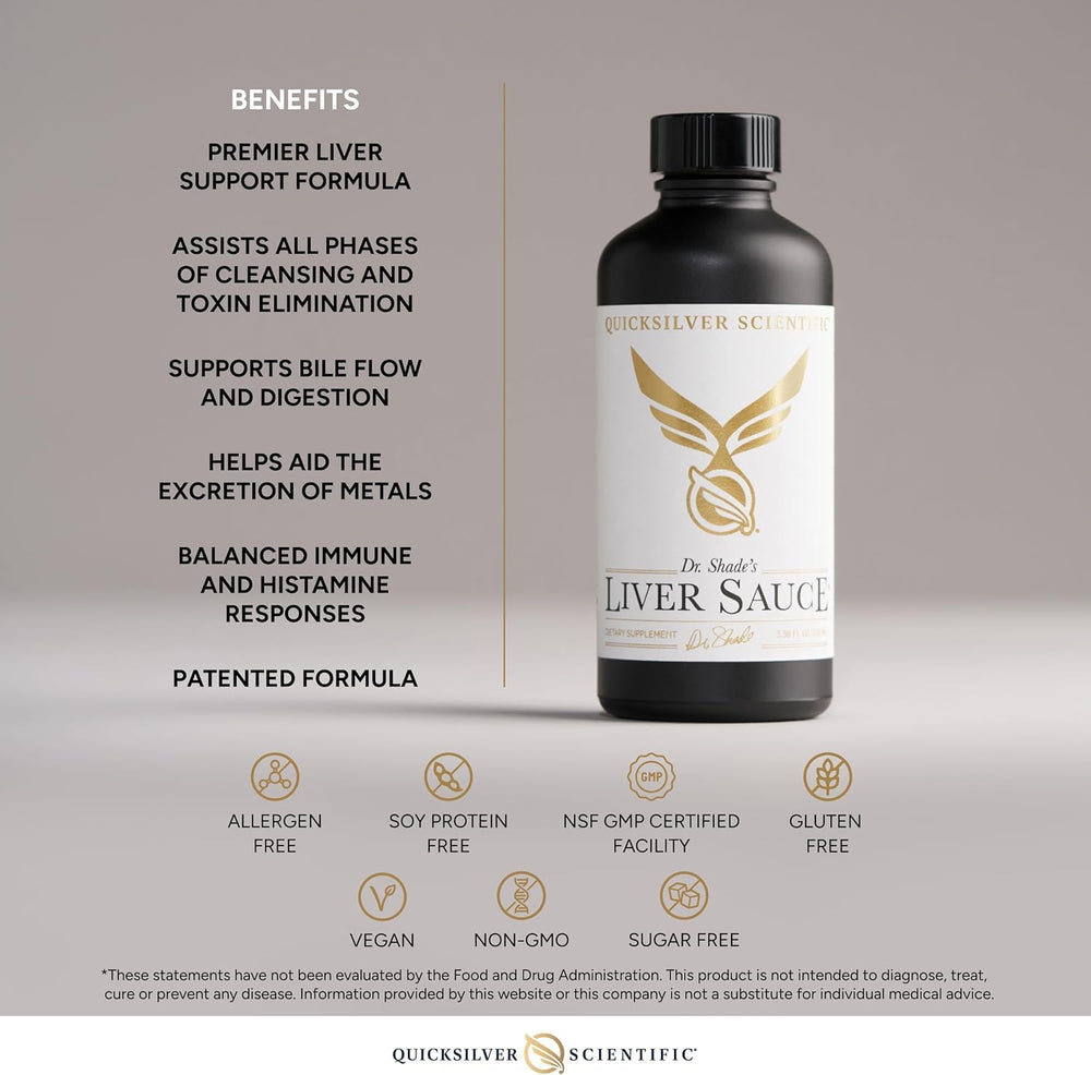 Quicksilver Scientific etiqueta con ingredientes clave y beneficios visibles