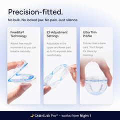 QuietLab comparación de tamaño en mano para apreciar portabilidad