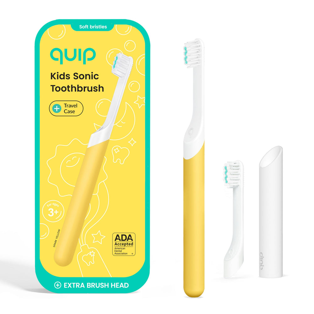 Quip cepillo infantil amarillo vista frontal para motivar el cepillado