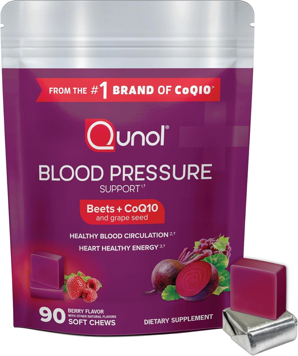 Qunol frente del envase mostrando 90 gomitas y beneficios visibles