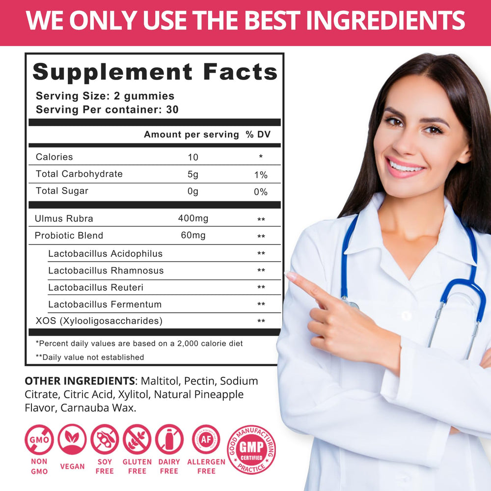 QVQ Womens Probiotic Slippery Elm Gummies on shelf